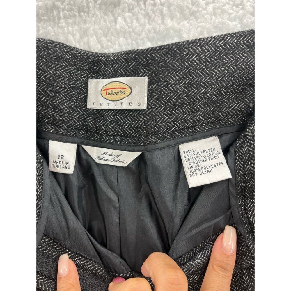 Talbots Womens Dress Pants Gray Herringbone High Rise Pockets Lined Petites 12 - Picture 8 of 8